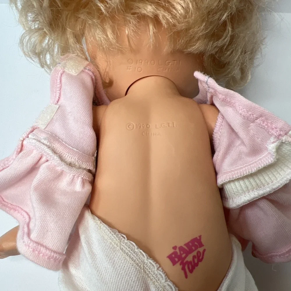 Vintage 1990 Galoob Baby Face So Playful Penny #10 Blue Eyes Pink Outfit